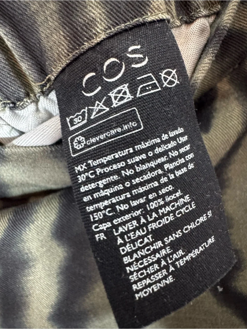Cos Loose Trouser medium green and black abstract print